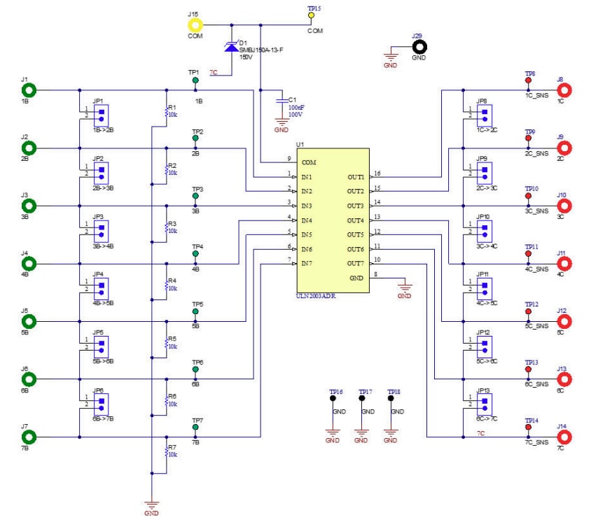 Schematic - Texas Instruments ULN2003ADEVM Evaluation Module